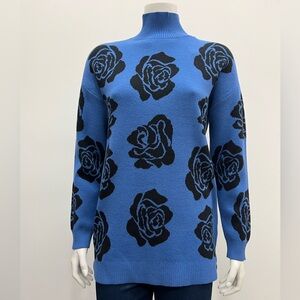 Blue Rose Pattern Sweater